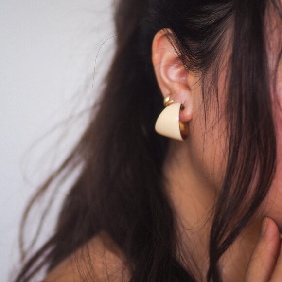 Ivory Hoop Earrings - Picture 1 of 3
